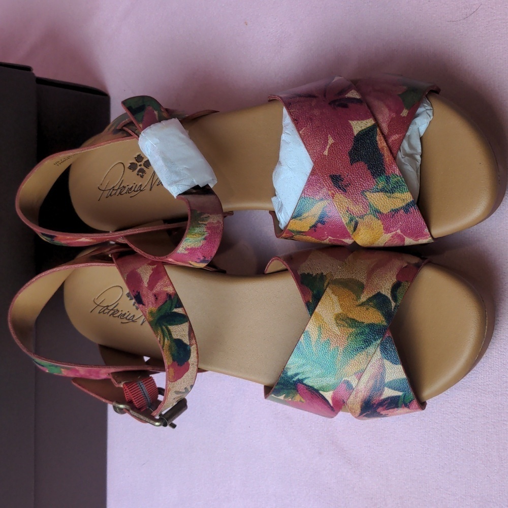 Patricia Nash Designs Gigi Floral Spring Multi Retro 70s Inspired Clog Heels 7.5 - Picture 2 of 7